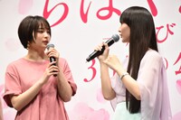 広瀬すずの「1分で髪が乾く」という発言に驚くかしゆか（右）。