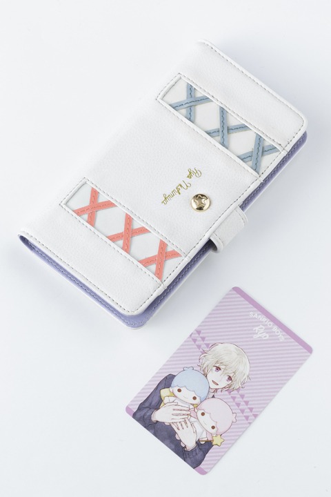 西宮諒モデルのスマートフォンケースと、特典のイラストカード。