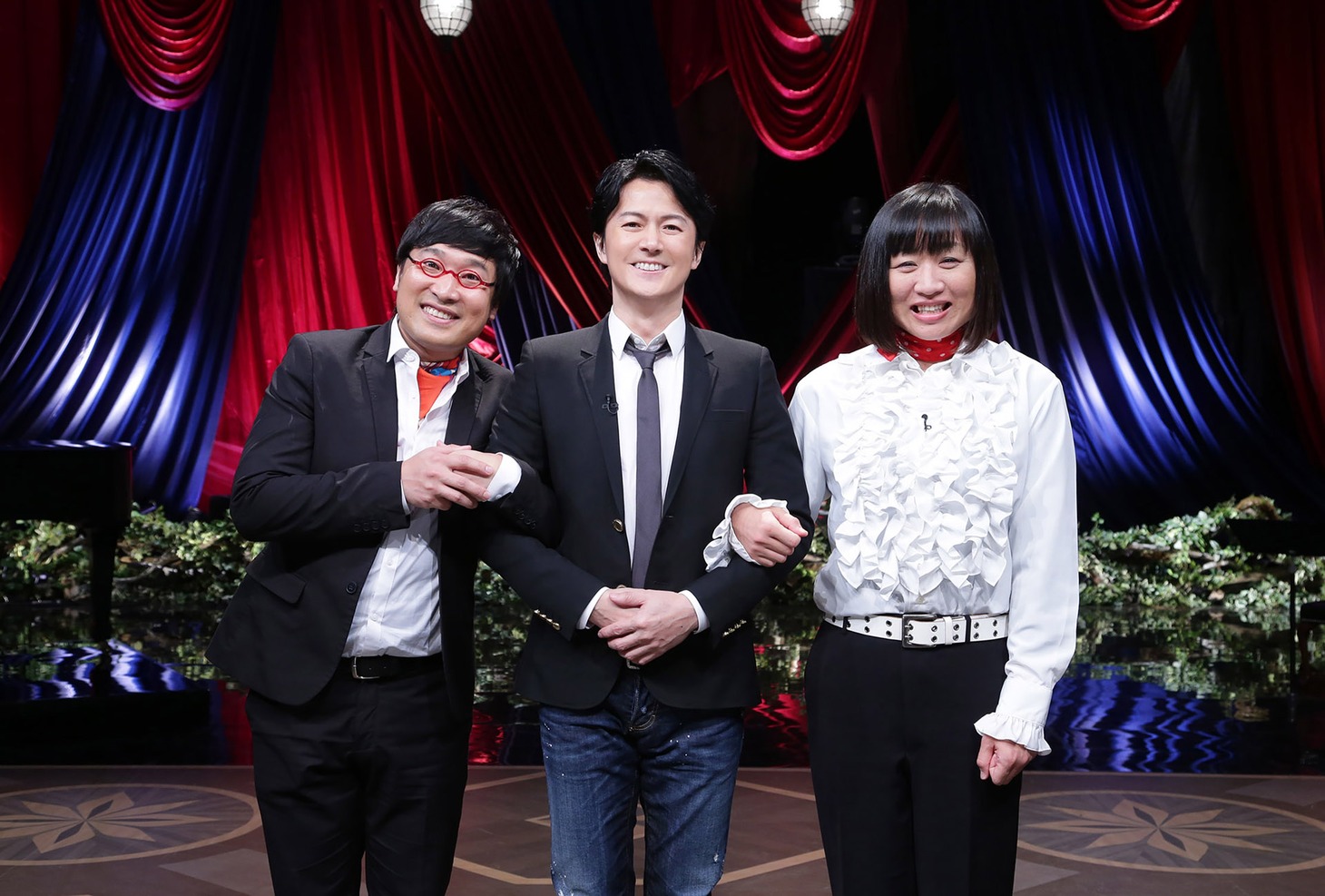 左から山里亮太、福山雅治、山崎静代。