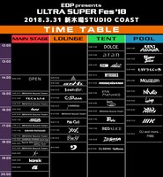 「EDP presents ULTRA SUPER Fes'18」タイムテーブル