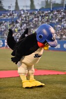 お辞儀をするつば九郎。