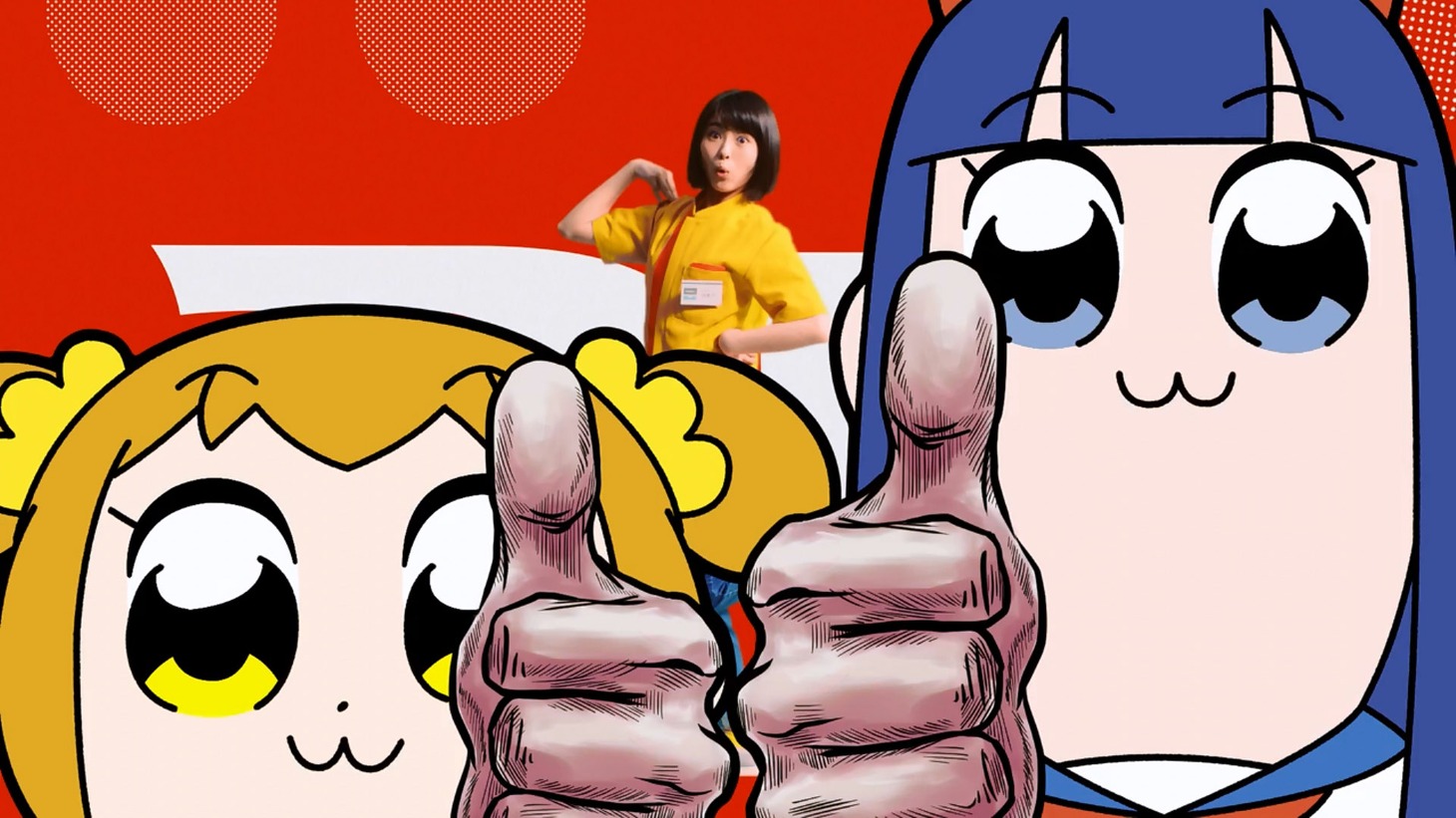 CM「バイトデビューは『an』があんじゃん！浜辺美波・ポプテピピック篇」より。