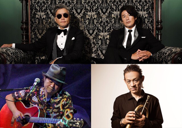 写真上から時計回りでSkoop On Somebody、TOKU、島袋優。