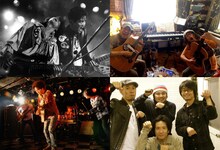 「純音楽家 遠藤賢司を語ろう【第一回】～遠藤賢司研究会（エンケンケン）」出演者と遠藤賢司。