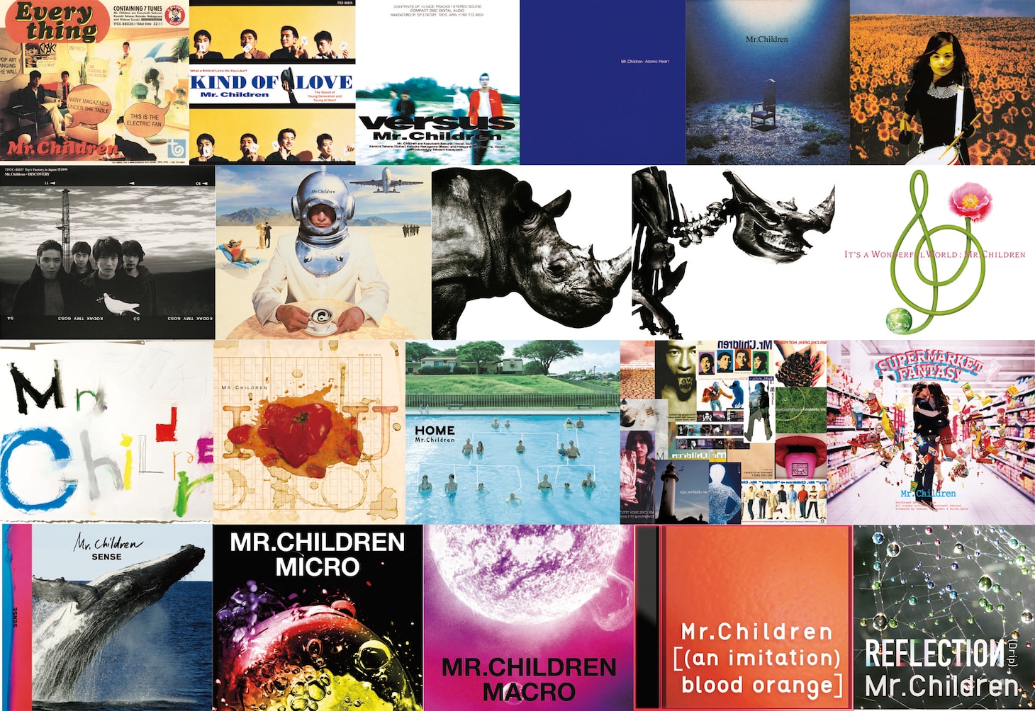Mr.Childrenの全アルバムジャケット。
