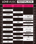 「LOVE MUSIC FESTIVAL 2018」タイムテーブル