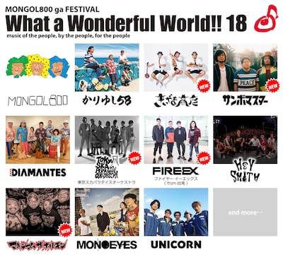 「MONGOL800 ga FESTIVAL What a Wonderful World!! 18」出演アーティスト第2弾告知ビジュアル