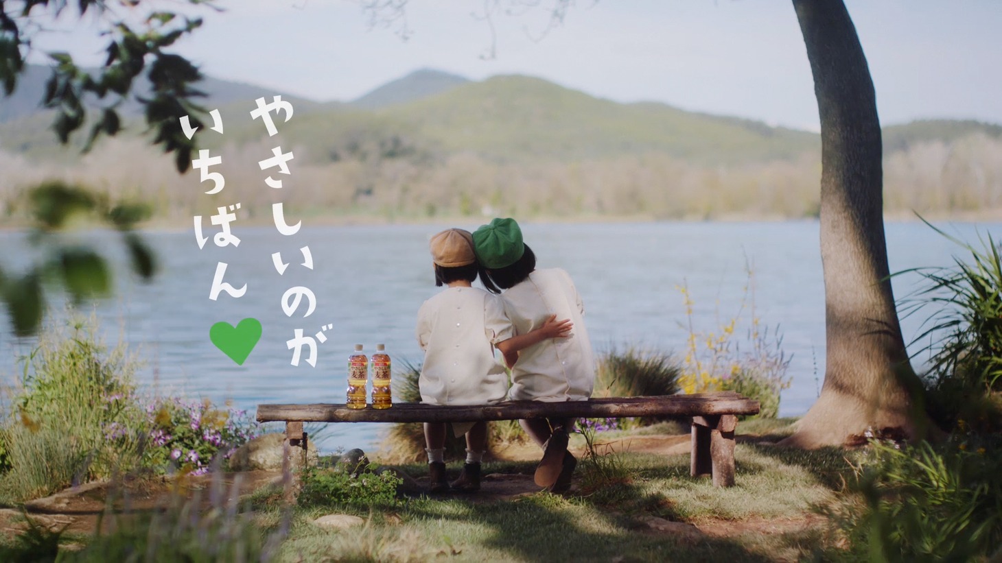 「GREEN DA・KA・RA やさしい麦茶」新テレビCM「見つけた」編のワンシーン。