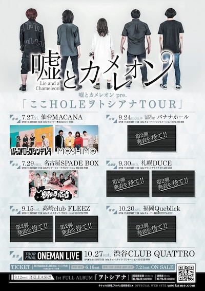 嘘とカメレオン「嘘とカメレオン pre.『ここHOLEヲトシアナTOUR』」告知画像