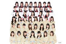 NGT48。下から3列目の左から3番目が角ゆりあ。