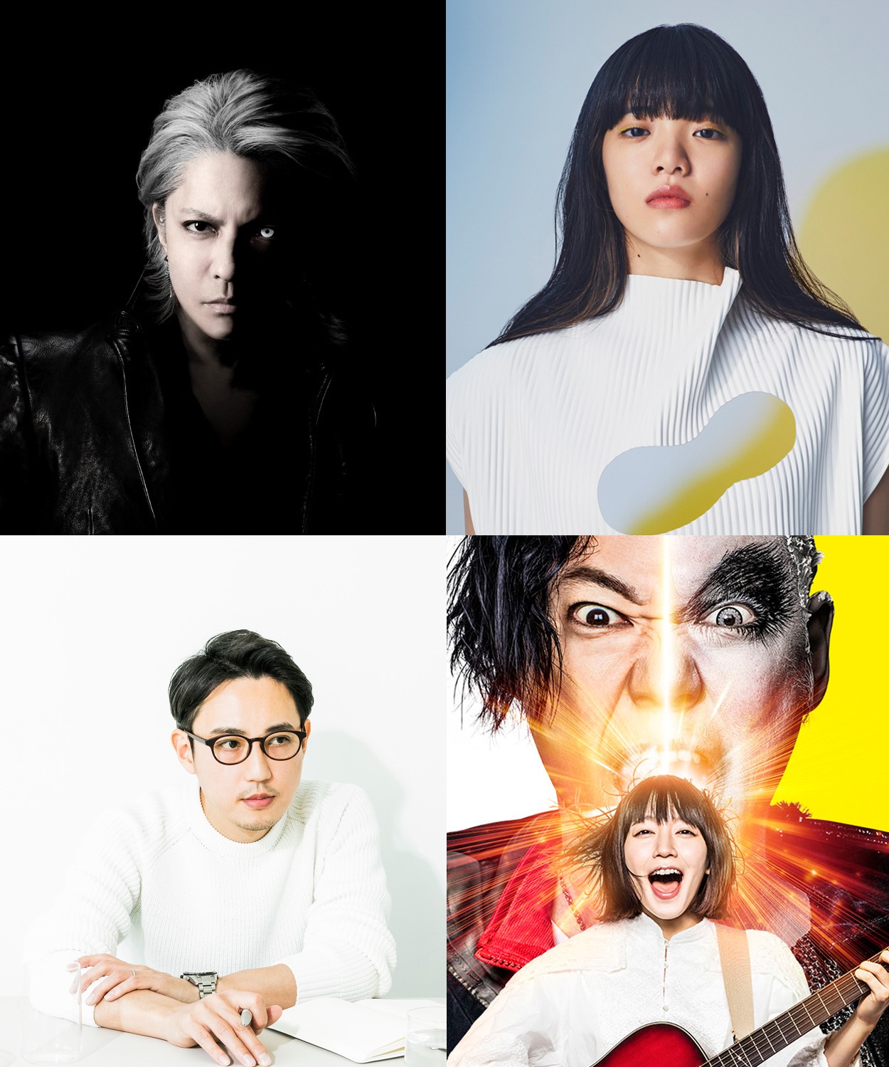 左上からHYDE、あいみょん、「音量を上げろタコ！ なに歌ってんのか全然わかんねぇんだよ!!」ビジュアル、いしわたり淳治。