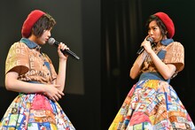 “イケボ”と“ブリッ子”を1人2役で演じ、「自由へ道連れ」のセリフパートを披露する安本彩花。