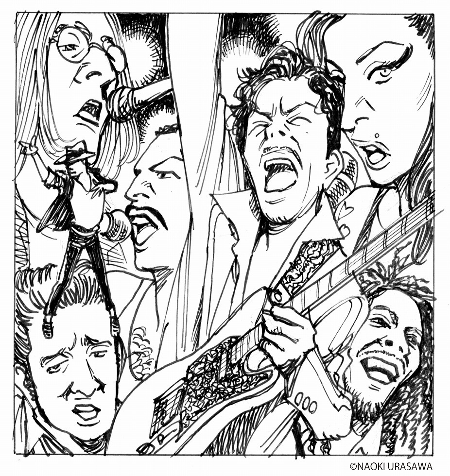 浦沢直樹によるイラスト。