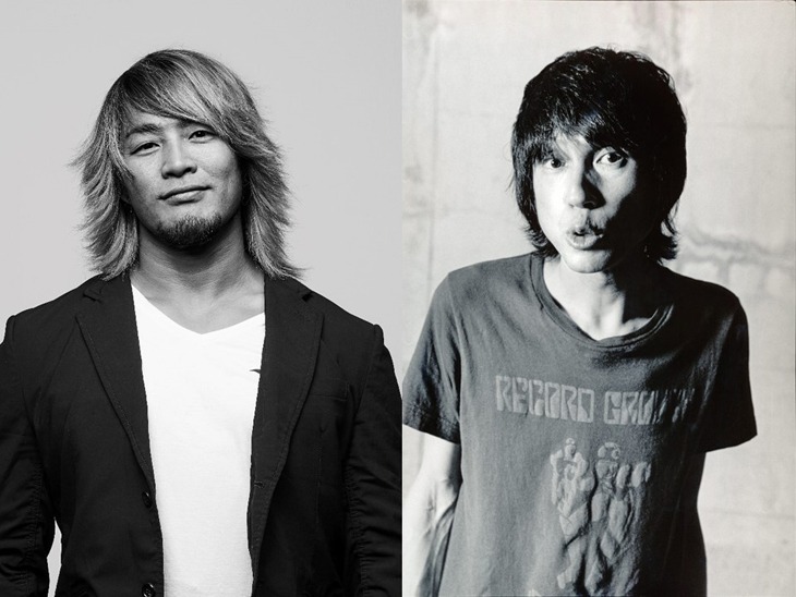 左から棚橋弘至、甲本ヒロト（ザ・クロマニヨンズ）。