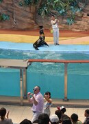 輪投げが成功し、喜びのファイティングポーズをとるRG。