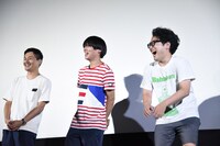 左から清水康彦監督、藤森元生（Vo, G）、木村浩大（Dr）。