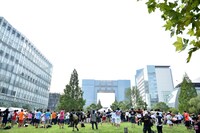 ラジオ体操の様子。