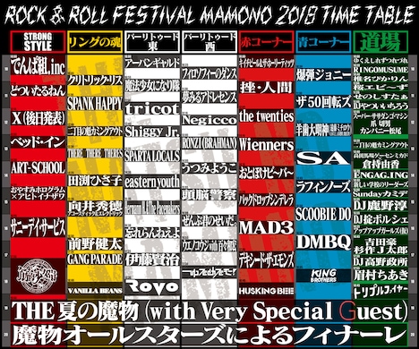 「夏の魔物2018 in TOKYO」タイムテーブル