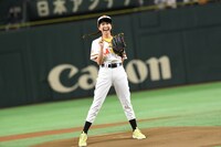 投球を終えた玉井詩織。
