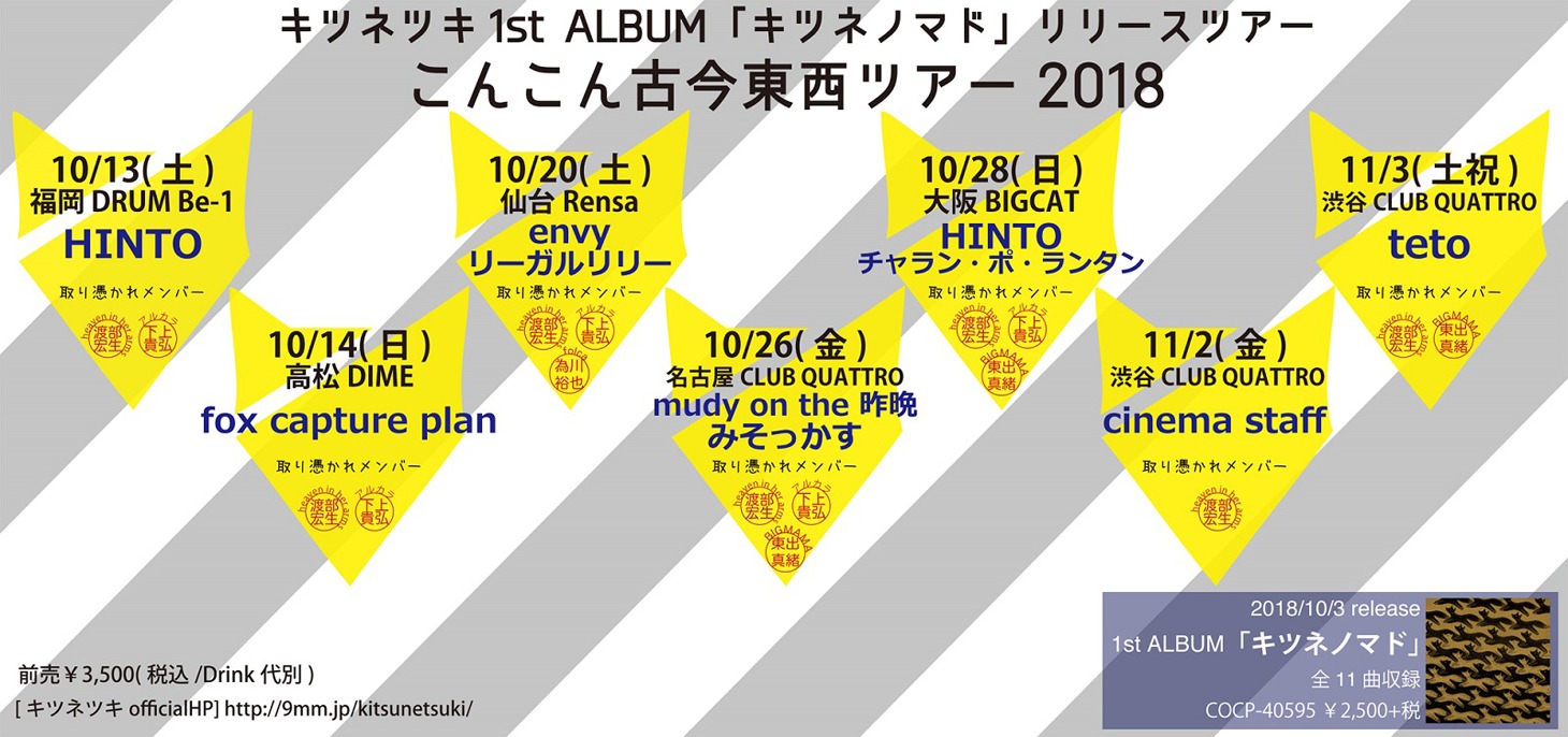 キツネツキ「こんこん古今東西ツアー2018」告知バナー