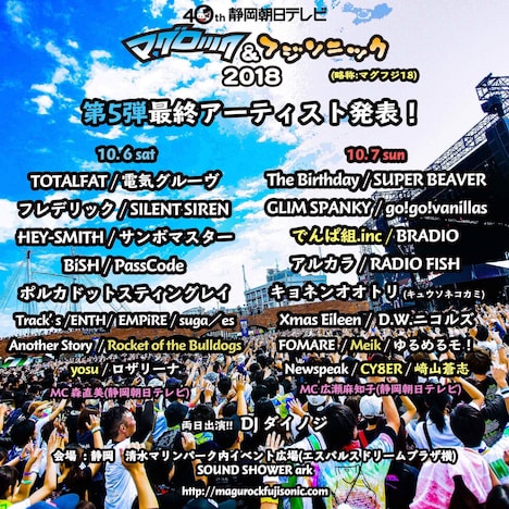 「静岡朝日テレビ開局40周年記念 マグロック&フジソニック2018」告知ビジュアル