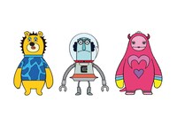 左からドニマル、コスモフ、モンジュウロウ。