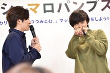 キメ顔で甘い言葉を投げかけた北村匠海（右）と相手役の矢部昌暉（左）。