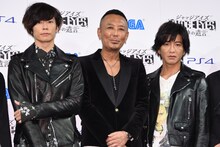 左から川上洋平（[ALEXANDROS]）、株式会社セガゲームス取締役CPO・名越稔洋、木村拓哉。