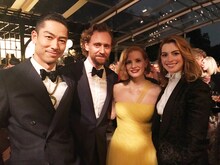 左からEXILE AKIRA、トム・ヒドルストン、ジェシカ・チャステイン、アン・ハサウェイ。（写真提供：LDH JAPAN）