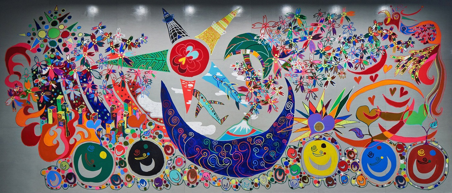 香取慎吾が描いた、日本財団パラリンピックサポートセンターオフィスの壁画。