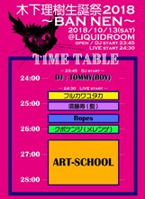 「木下理樹生誕祭2018～BAN NEN～」タイムテーブル