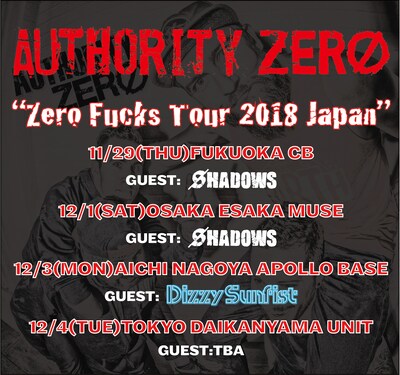 「Zero Fucks Tour 2018 Japan」告知画像