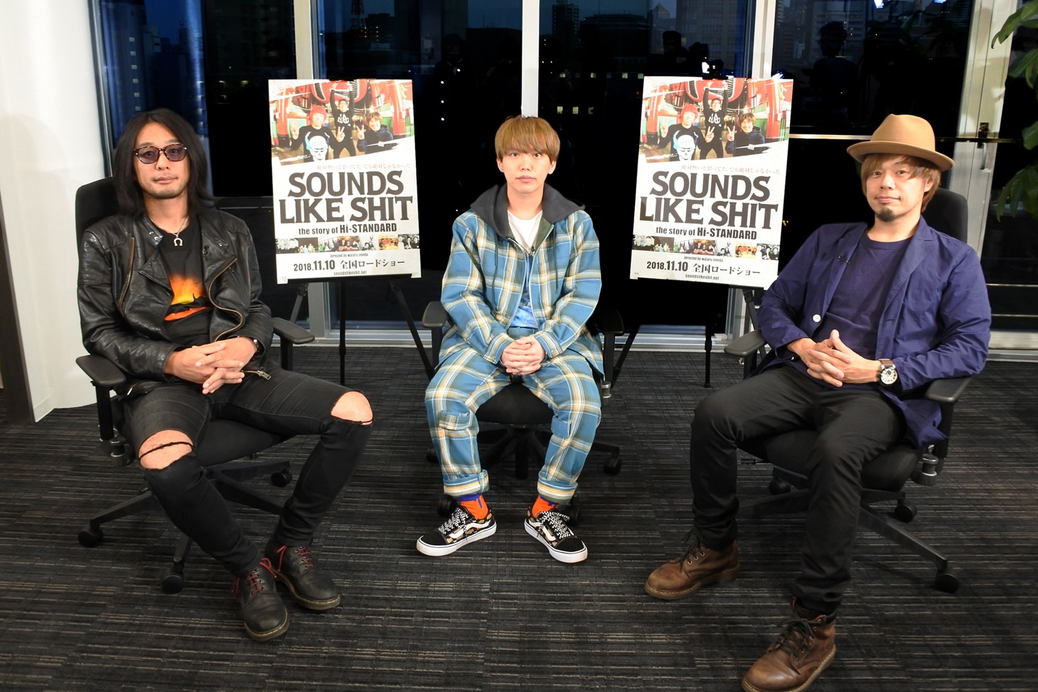 左から猪狩秀平（HEY-SMITH）、GEN（04 Limited Sazabys）、TAKUMA（10-FEET）。