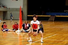 フリースローに挑戦するGero。（撮影：小境勝巳、都築大輔）