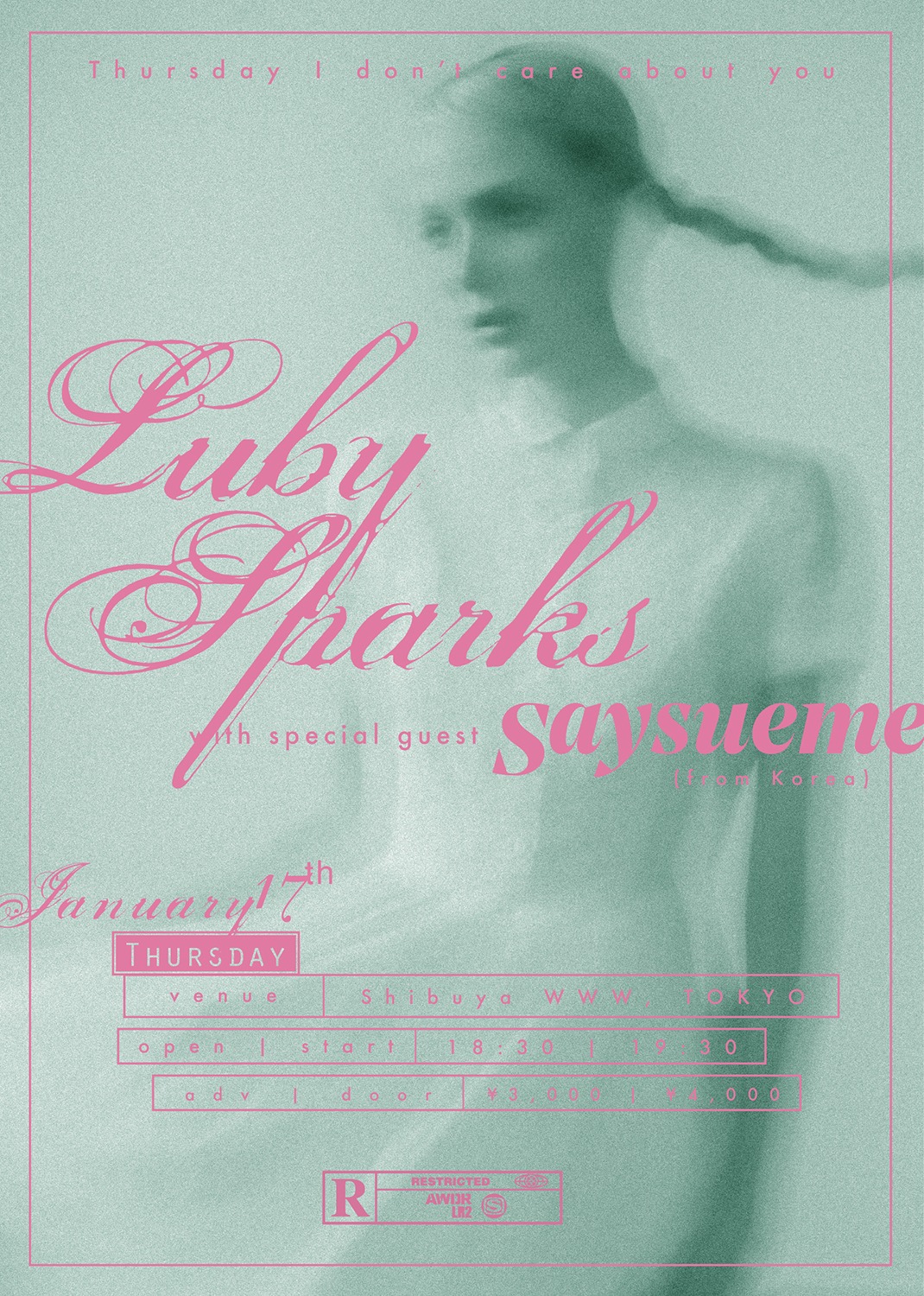 Luby Sparks Presents「Thursday I don't care about you」フライヤー
