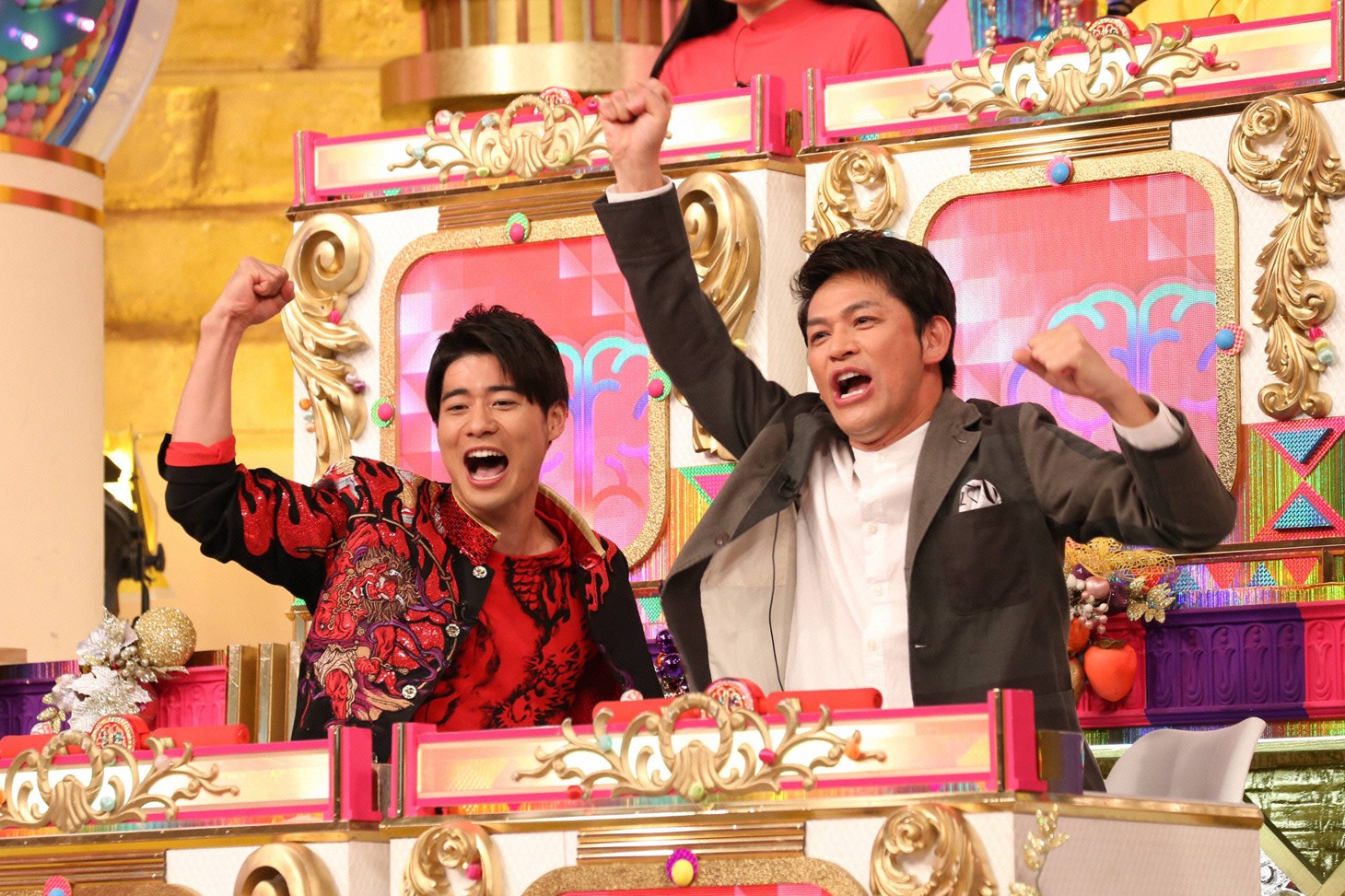 バラエティ軍の辻本達規（BOYS AND MEN）と岡田圭右（ますだおかだ）。