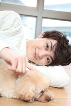 ユーキとトイプードル。