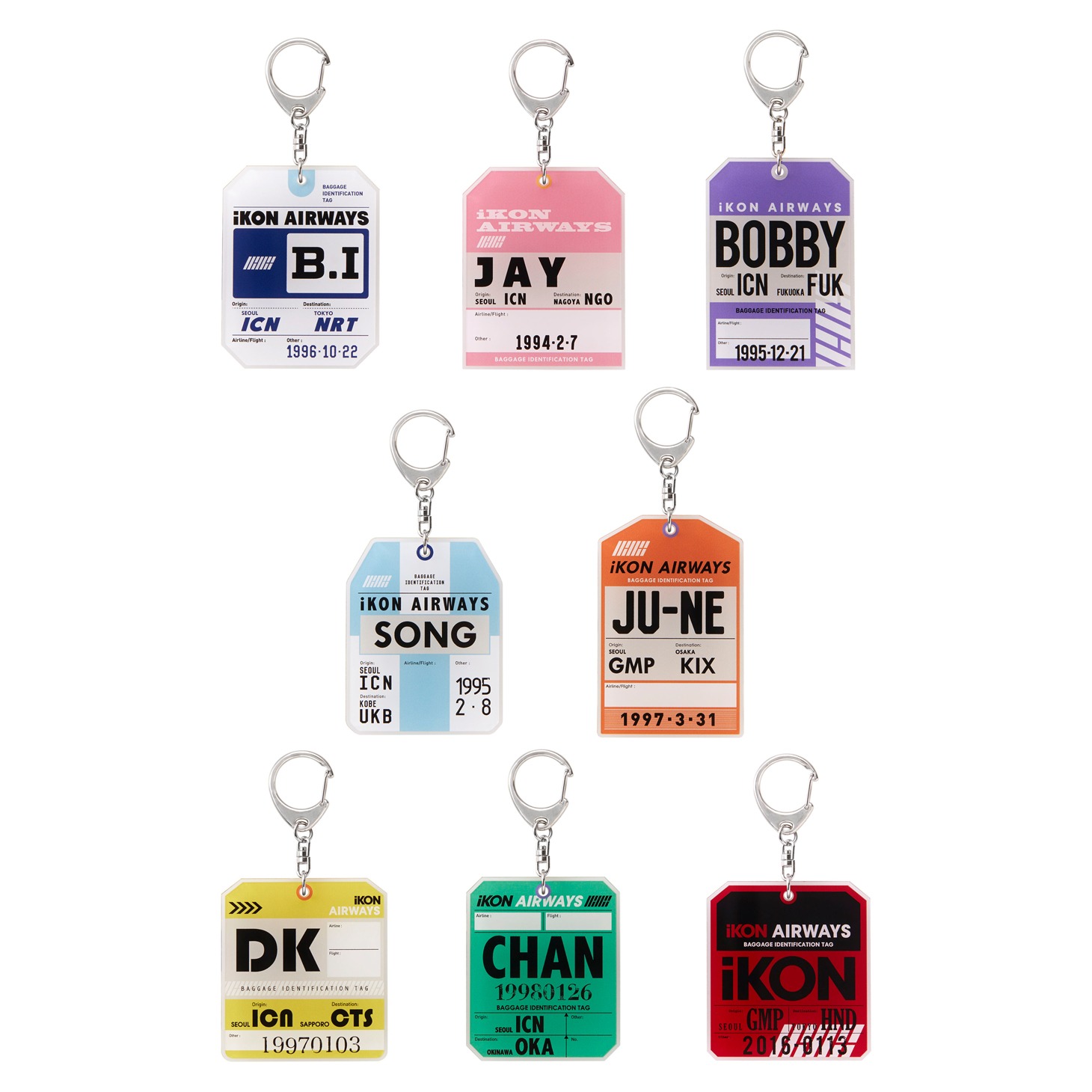 iKONのアクリルキーホルダーのイメージ。