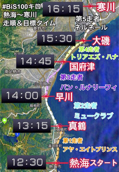 「BiSのOne for all, All for one7時間半で100キロマラソン」走行区間