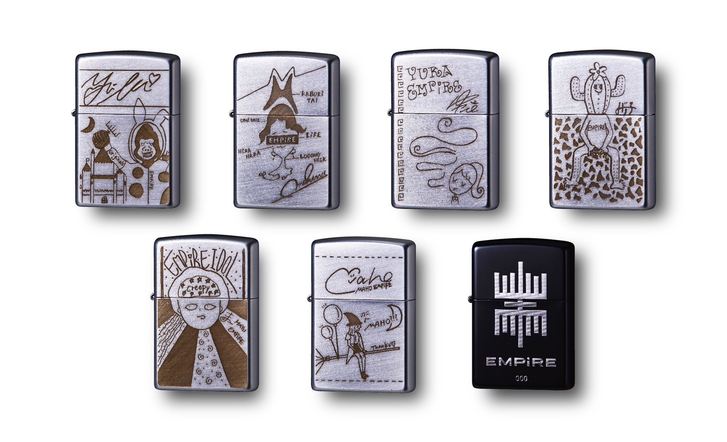EMPiREオリジナルデザインのZippoライター一覧。