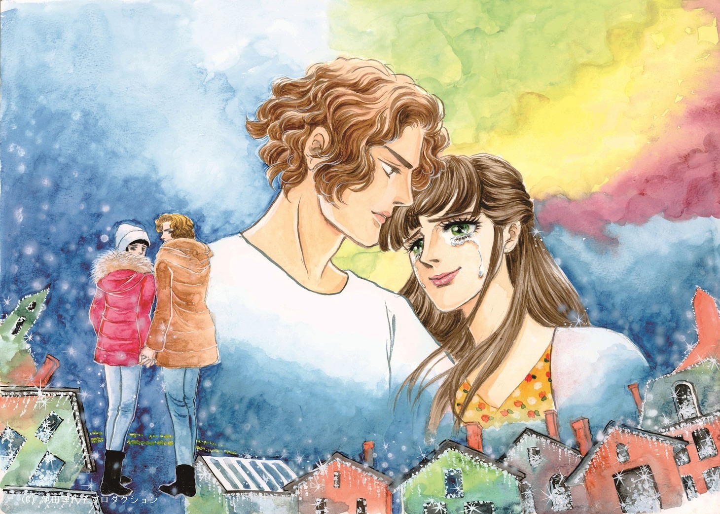 池田理代子が描き下ろした映画「雪の華」のオリジナルビジュアル。(c)池田理代子プロダクション