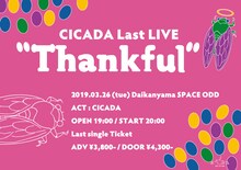 「CICADA Last LIVE "Thankful"」フライヤー