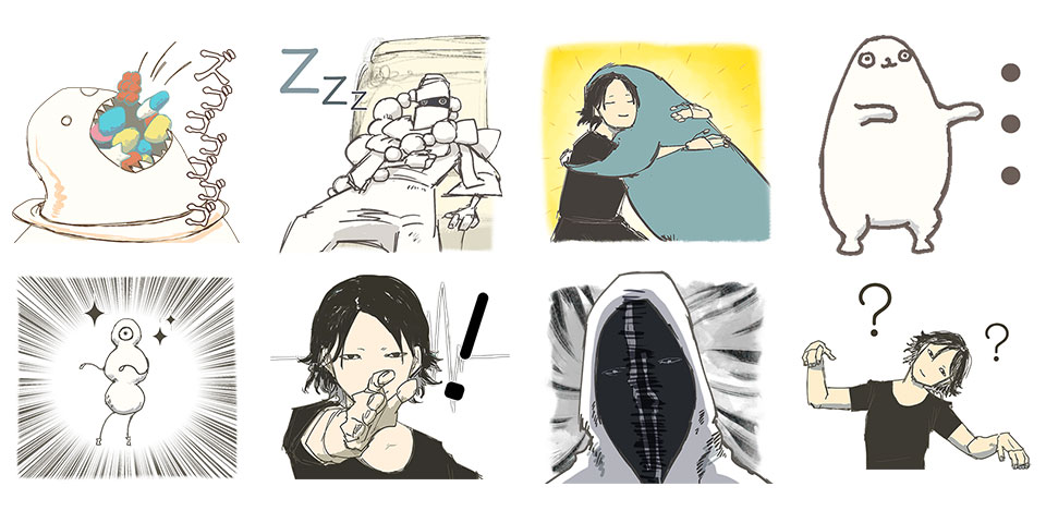 EveのオリジナルLINEスタンプのサンプル画像。