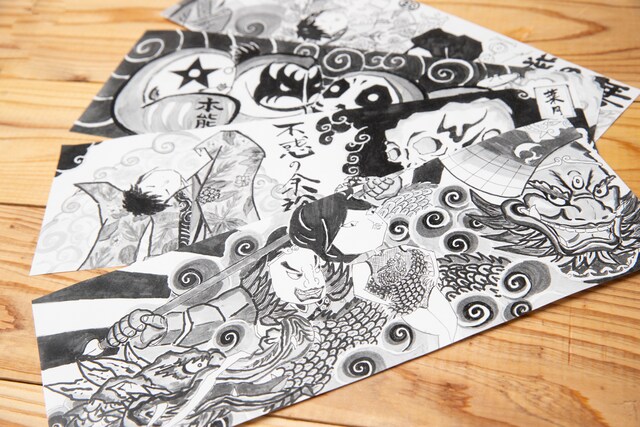 三橋さんが毎月描いている、突き出しに飾るイラスト。