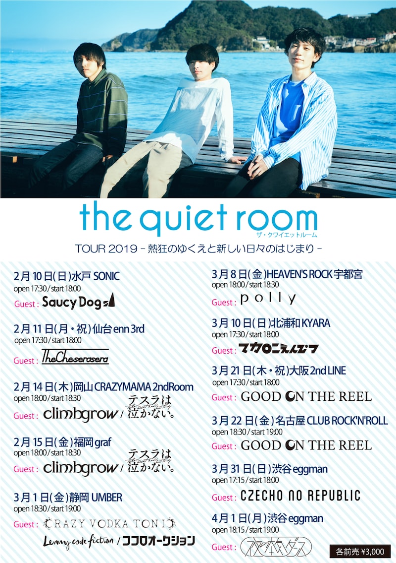 「the quiet room TOUR 2019 “熱狂のゆくえと新しい日々のはじまり”」フライヤー