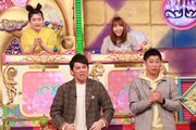 左から井上咲楽、岡田圭右（ますだおかだ）、大場美奈（SKE48）、尾形貴弘（パンサー）。(c)フジテレビ