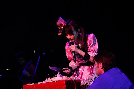 一心不乱にキャベツを切り刻む上坂すみれ。