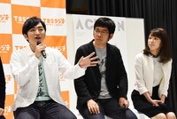 左から羽田圭介、武田砂鉄、幸坂理加アナウンサー。