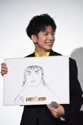 長谷川慎が描いた白石聖の似顔絵。