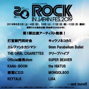 「ROCK IN JAPAN FESTIVAL 2019」出演アーティスト第1弾